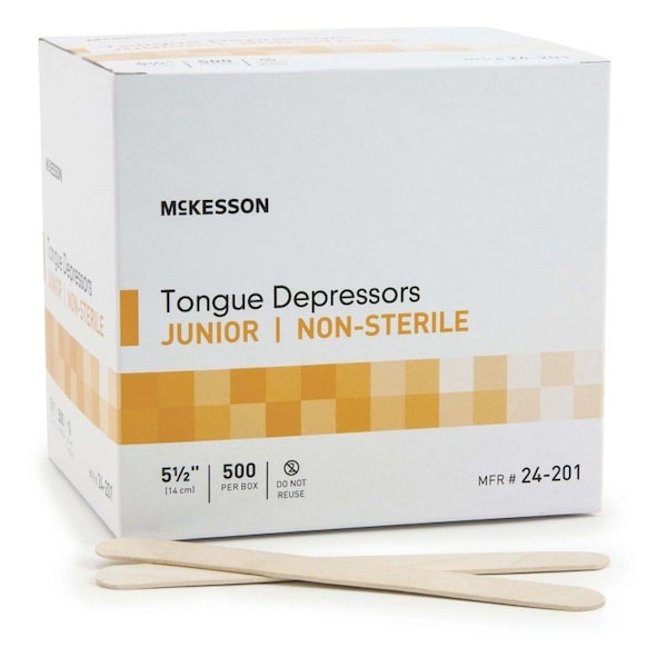 Mckesson Tongue Depressor, Wide Blade, Non-Sterile, Junior, 500PK 24-201 - main